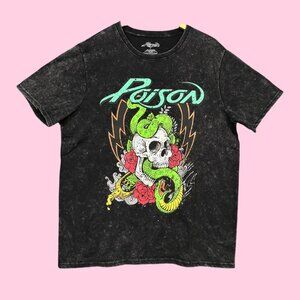 Poison Skulls and Snakes Hard Rock Band Mineral Wash Tee L